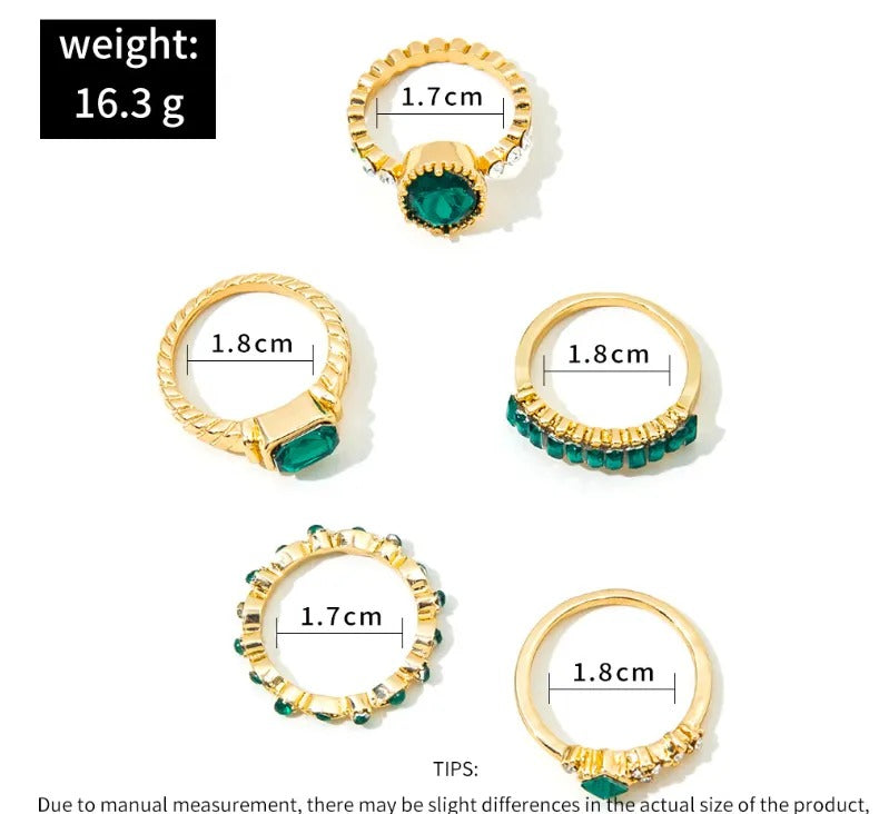 Zarina Elegant Emerald Gold Ring Collection