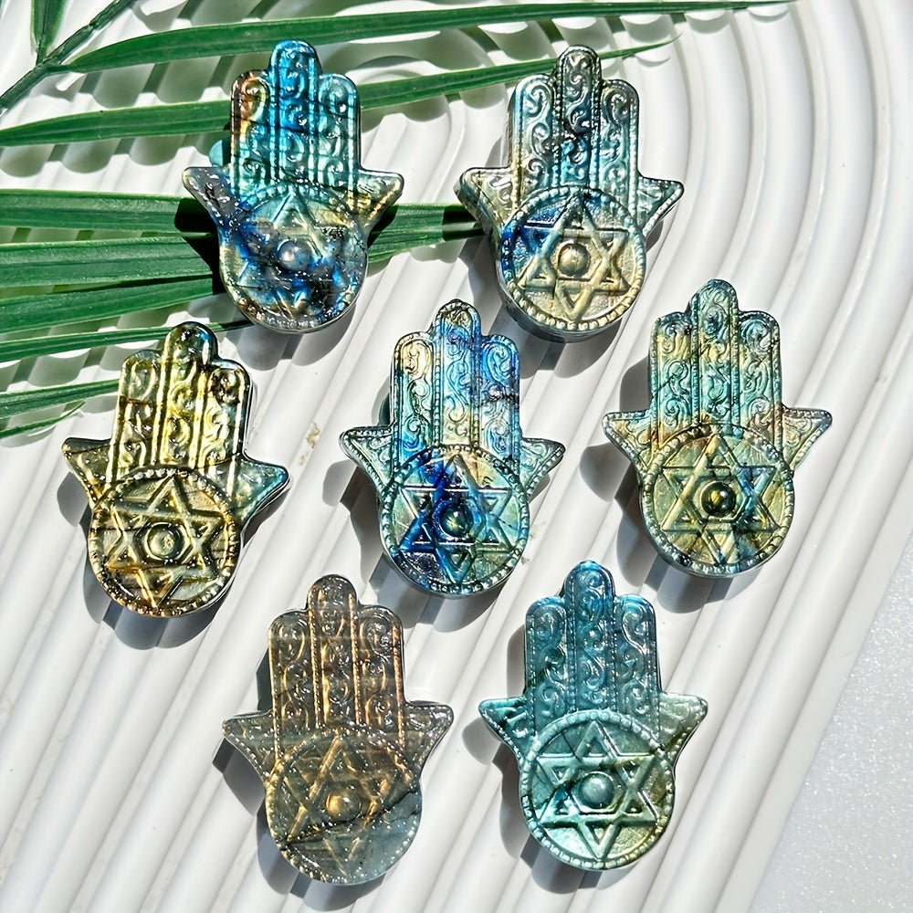Labradorite Hexagram Crystal Carving