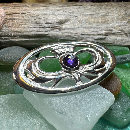 Thistle Amethyst Brooch