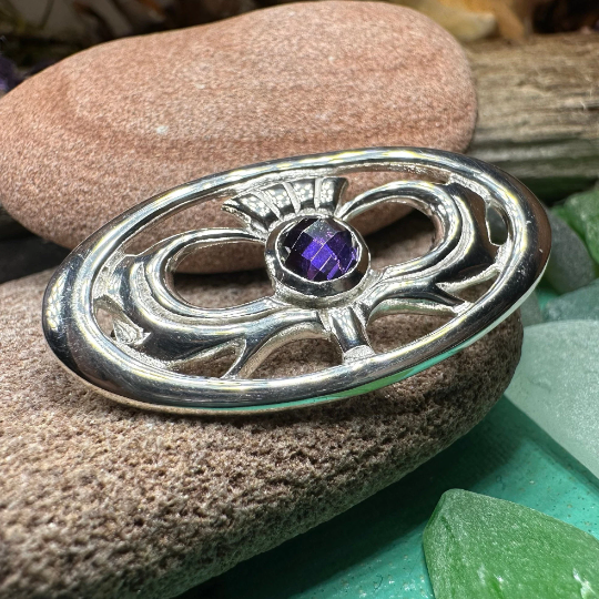 Thistle Amethyst Brooch