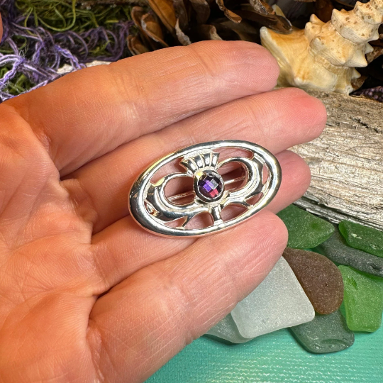 Thistle Amethyst Brooch