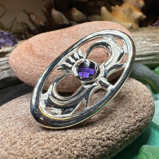 Thistle Amethyst Brooch