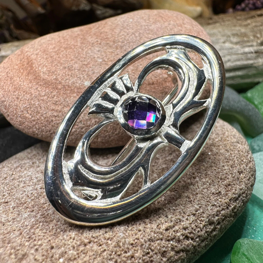 Thistle Amethyst Brooch