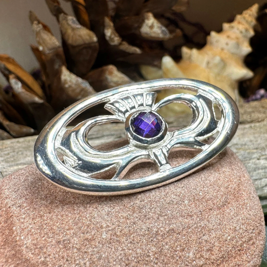 Thistle Amethyst Brooch