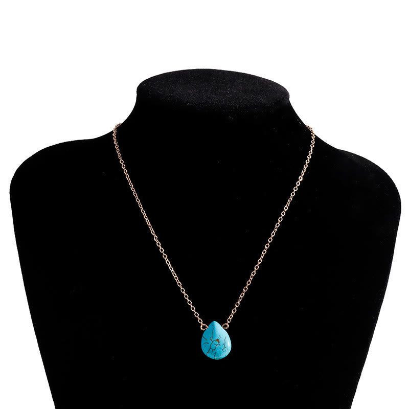 Olivenorma Turquoise Drop Shape Pendant Simple Collarbone Necklace