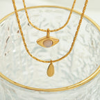 Olivenorma Opalite Evil Eye Pendant Double Layer Necklace