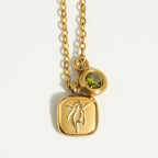 Olivenorma Twelve Zodiac Twelve Month Birthstone Pendant Necklace