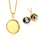 Stainless Steel Photo Box Necklace with Melon Button - Customized Pendant