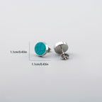 Men's Turquoise Round Stud Earrings - Ear Decoration for Men