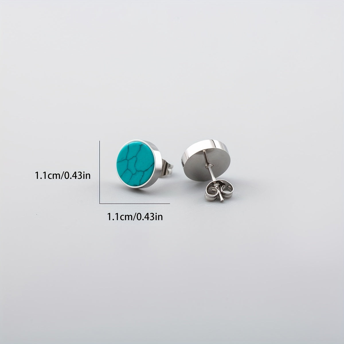 Men's Turquoise Round Stud Earrings - Ear Decoration for Men