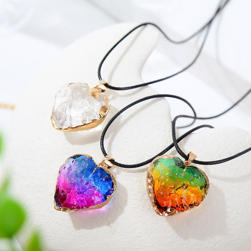 Creative Heart Crystal Fluorite Necklace