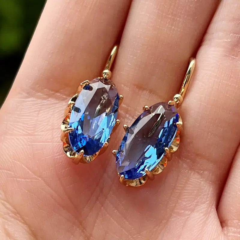Golden Blue Bloom Earrings
