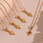 Olivenorma Cat's Eye Pendant Sweater Stainless Steel Necklace