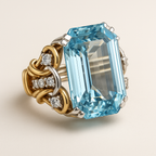 Vintage Blue Zirconia Layered Gold Ring