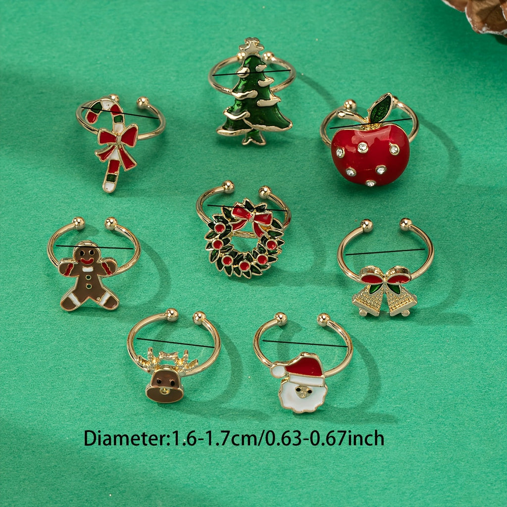8pcs Christmas Ring Set