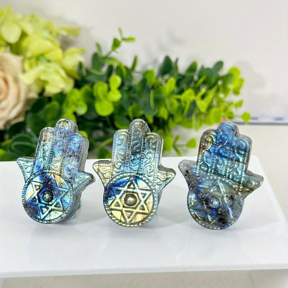 Labradorite Hexagram Crystal Carving