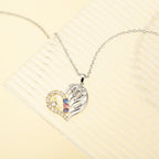 Olivenorma Mothers Birthstones Half Diamond Heart Necklace