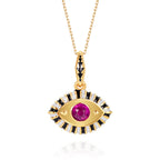 Olivenorma Stainless Steel Colorful Evil Eye Zircon Pendant Necklace