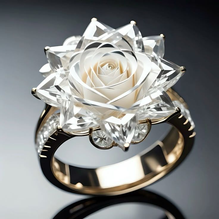 White Crystalline Blossom Exotic Ring