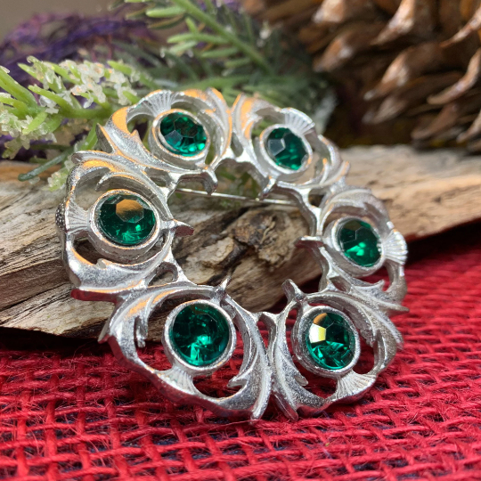 Crystal Celtic Thistle Brooch