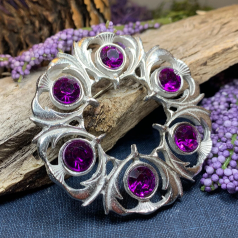 Crystal Celtic Thistle Brooch