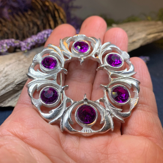 Crystal Celtic Thistle Brooch