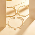 Gold Layered Anklet Set - Coastal Charm (3-Piece)