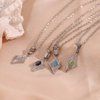 Olivenorma Cat's Eye Pendant Sweater Stainless Steel Necklace