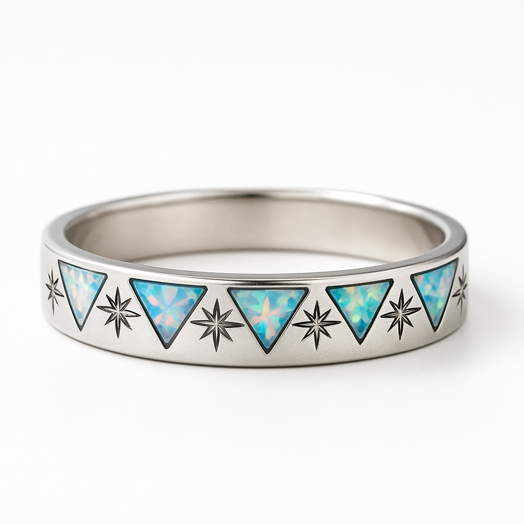 Opal & Diamond Sterling Silver Ring