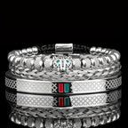 Men's Braided CZ Leopard Head Bracelet Stainless Steel Jewelry