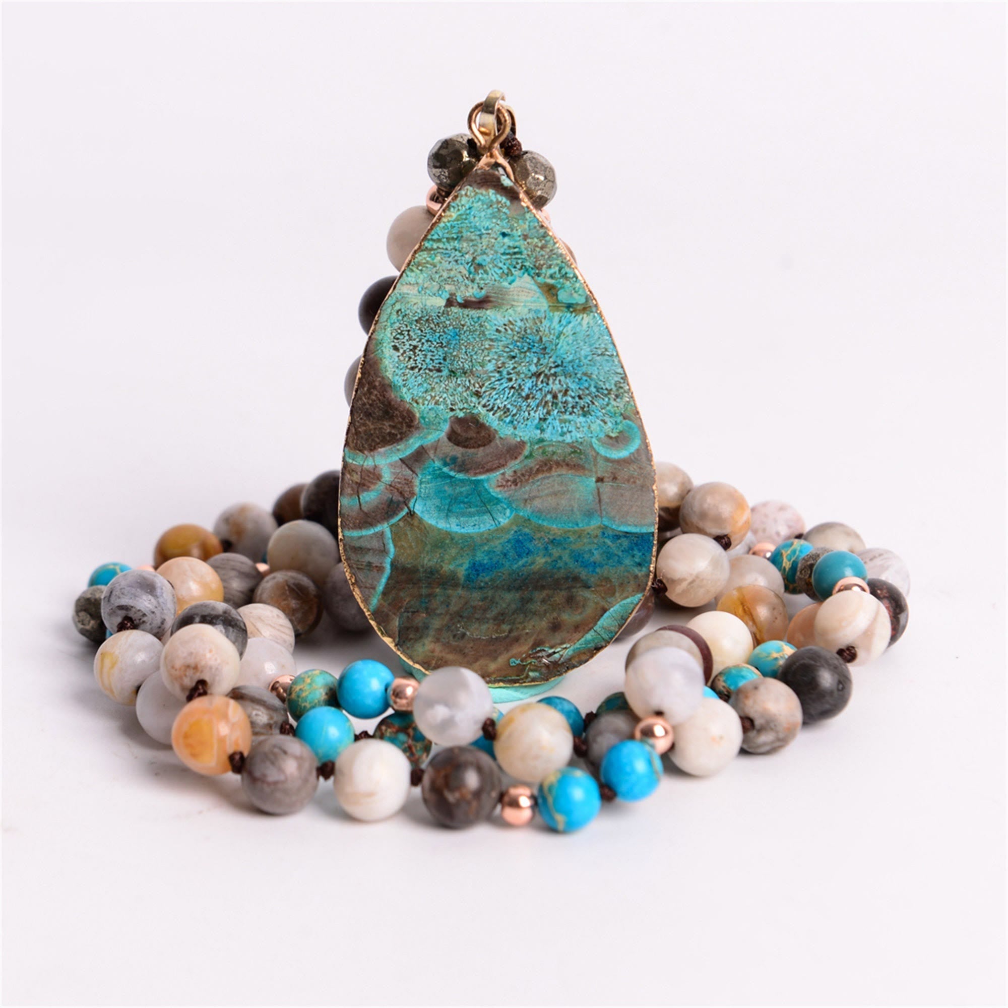 Olivenorma Handmade Natural African Turquoise Bead Necklace