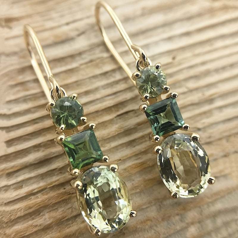 Elegant Green Retro Pendant Earrings