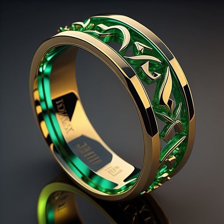 Exotic Green Hollow Signature Ring