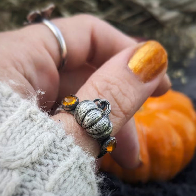 Unique Pumpkin Zirconia Ring