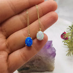 Olivenorma Blue White Opal 18k Gold Plated Copper Necklace