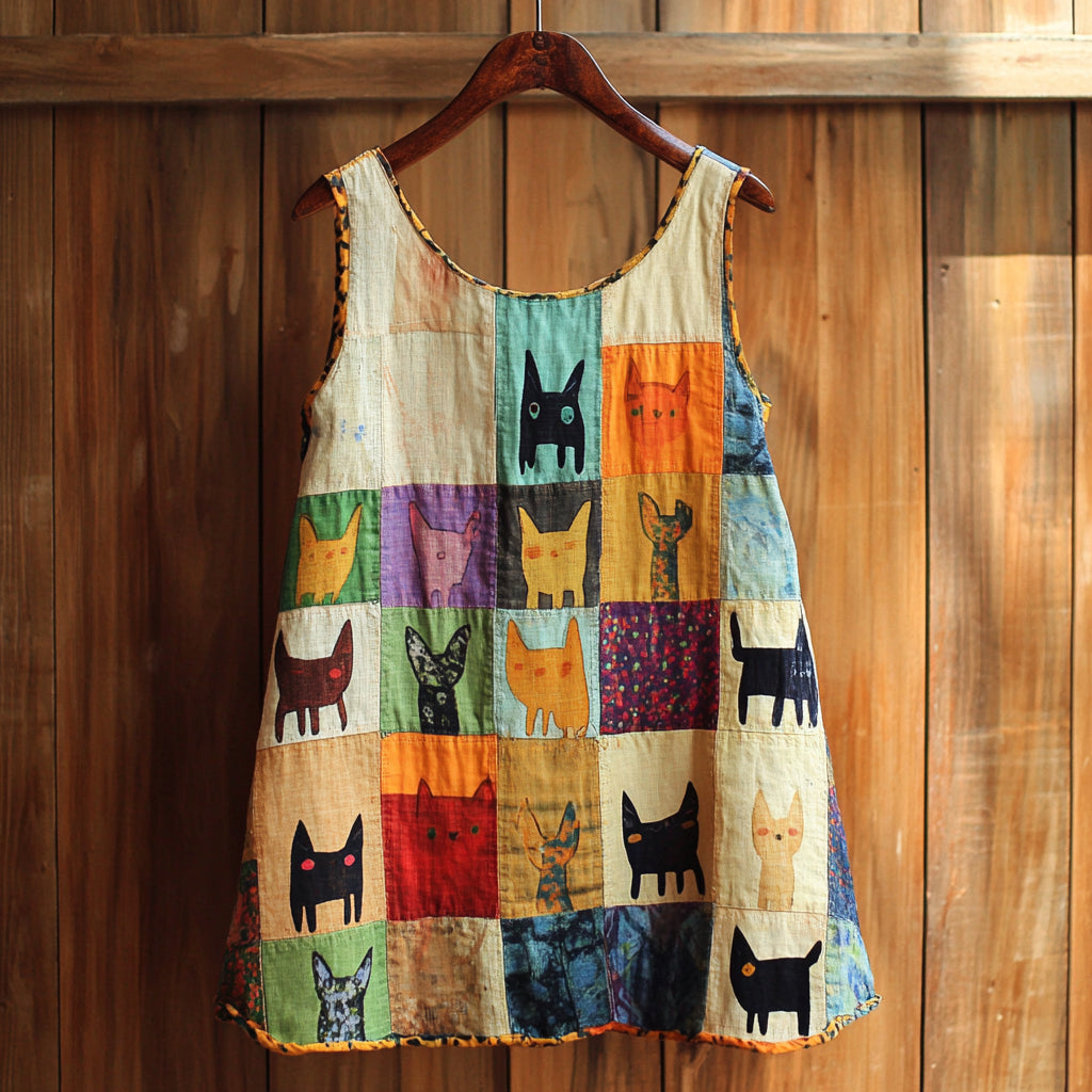Josephine - Patchwork Cat Dress