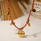 Olivenorma Crystal Metal Sheet Pendant Colorful Braided Rope Necklace