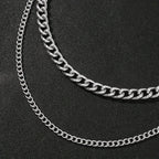 Men's Large Circle Silver Chain with Suit Pants