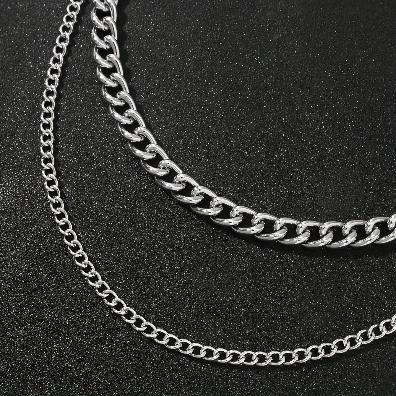 Men's Large Circle Silver Chain with Suit Pants