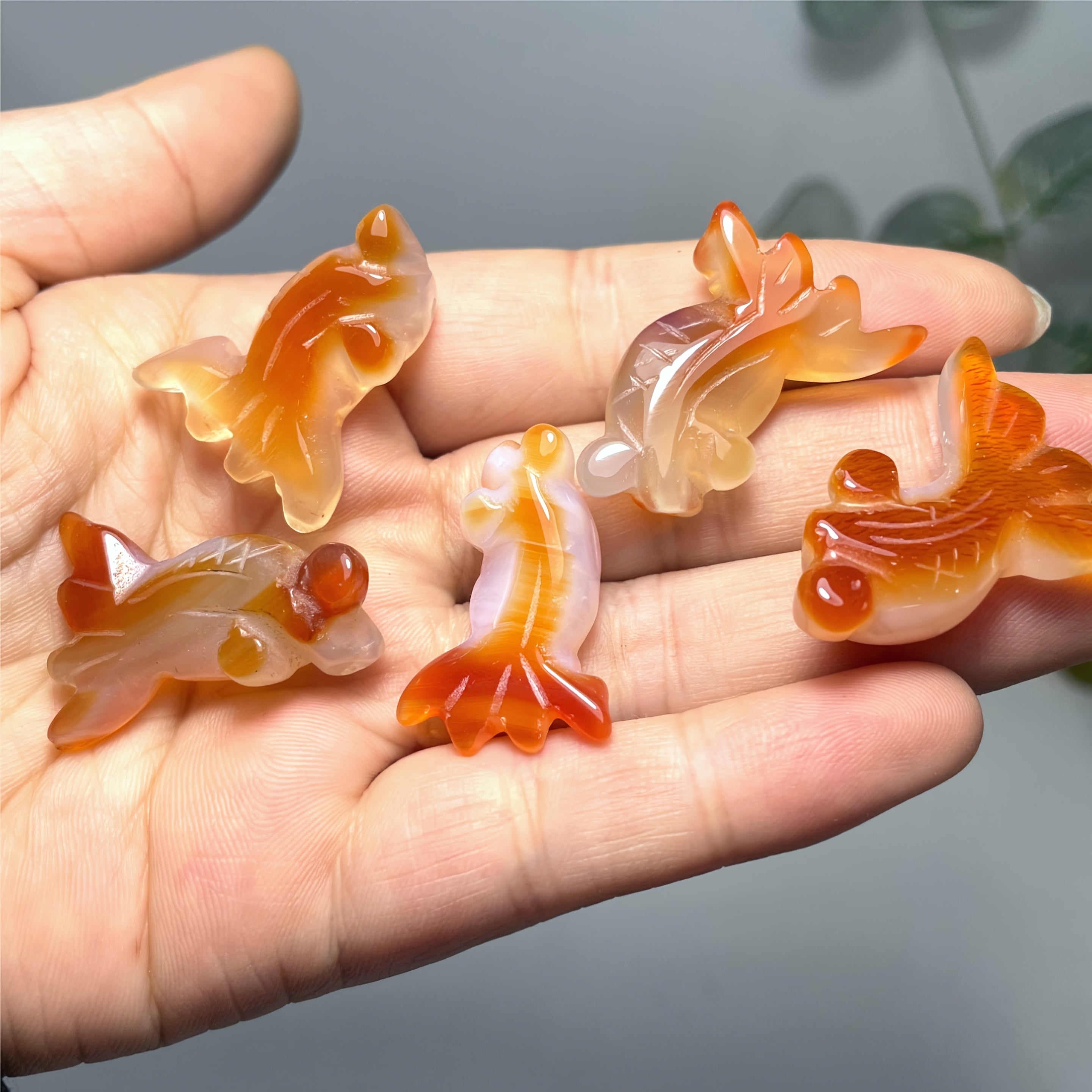 Bohemian Agate Golden Fish Crystal Pendant Small Animal Carving Natural Stone