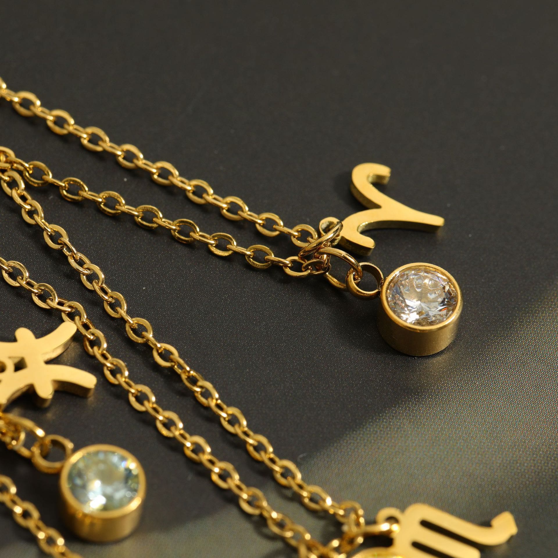 Olivenorma Zodiac Rune Birthstone Stainless Steel Gift Card Necklace