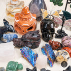 Crystal Stone Carvings Set - Angels, Turtles, Elephants, Owls, etc