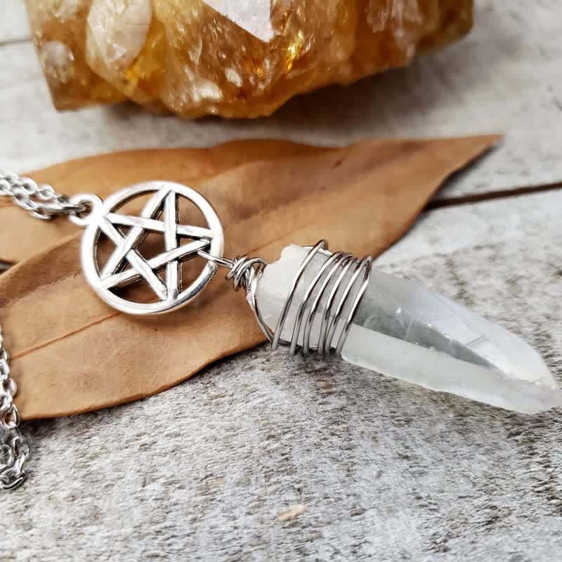 Olivenorma Pentagram Quartz Witch Necklace