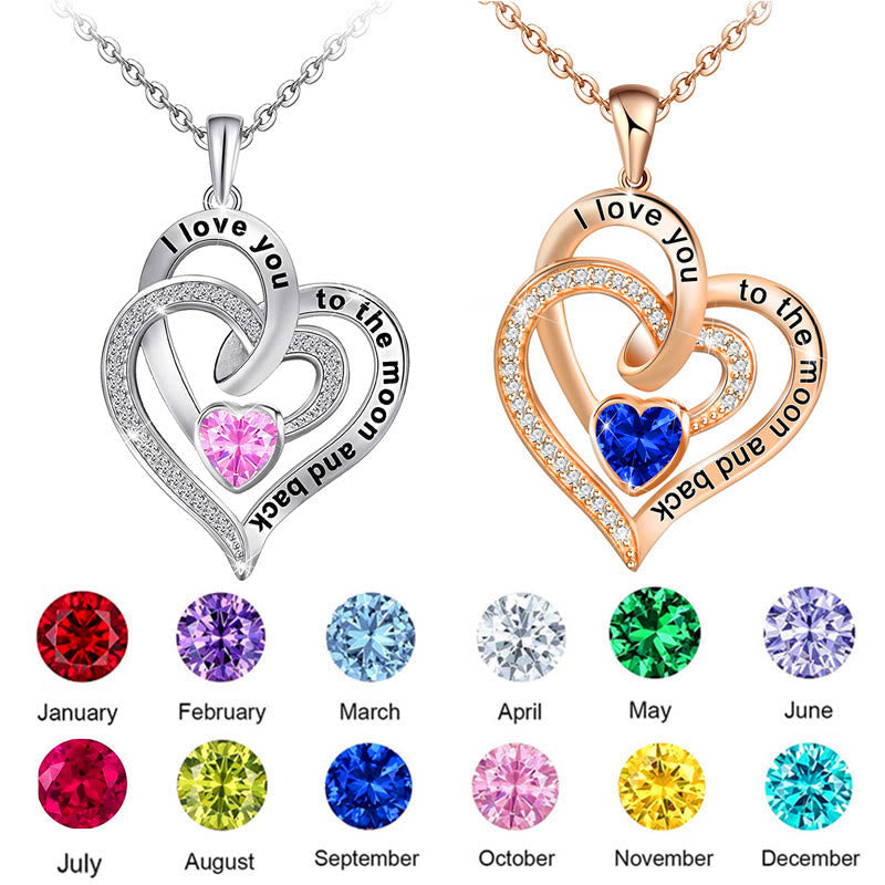 Olivenorma Hearts and Hearts Birthstone Gift Card Necklace