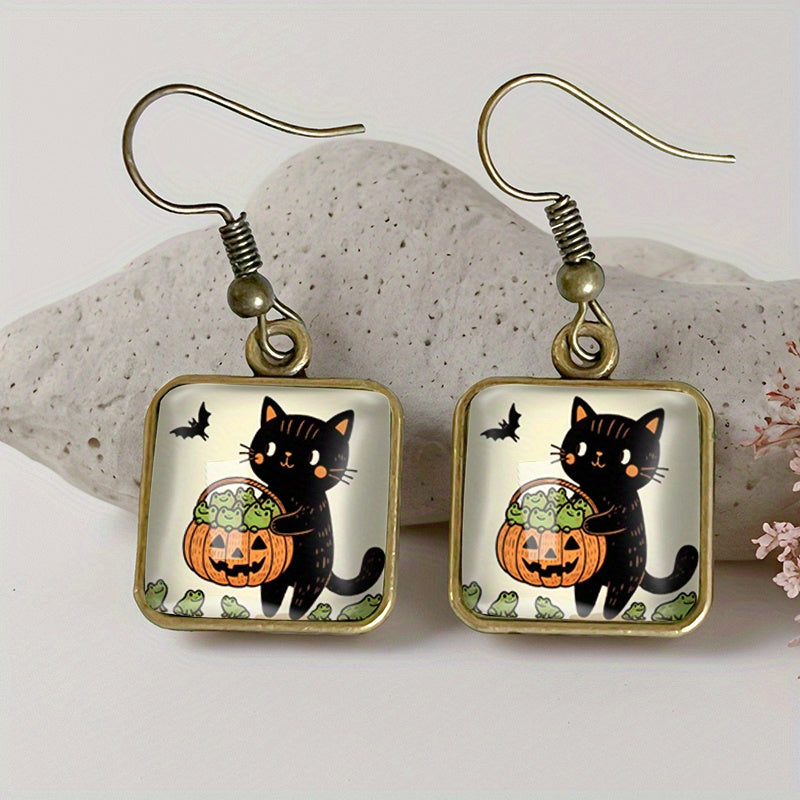 Retro Halloween Square Earrings
