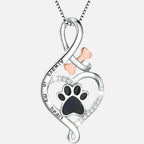 Lucky Paw Necklace with Heart, Bone & Infinity – “Always in My Heart” Pendant