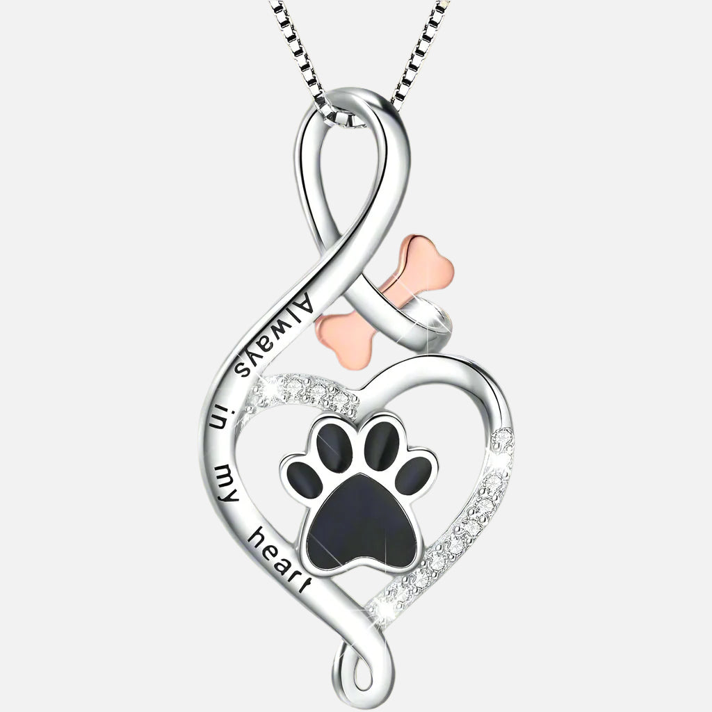 Heartfelt Paw Necklace with Infinity Charm