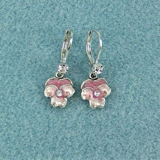 Pink Enamel Blossom Earrings