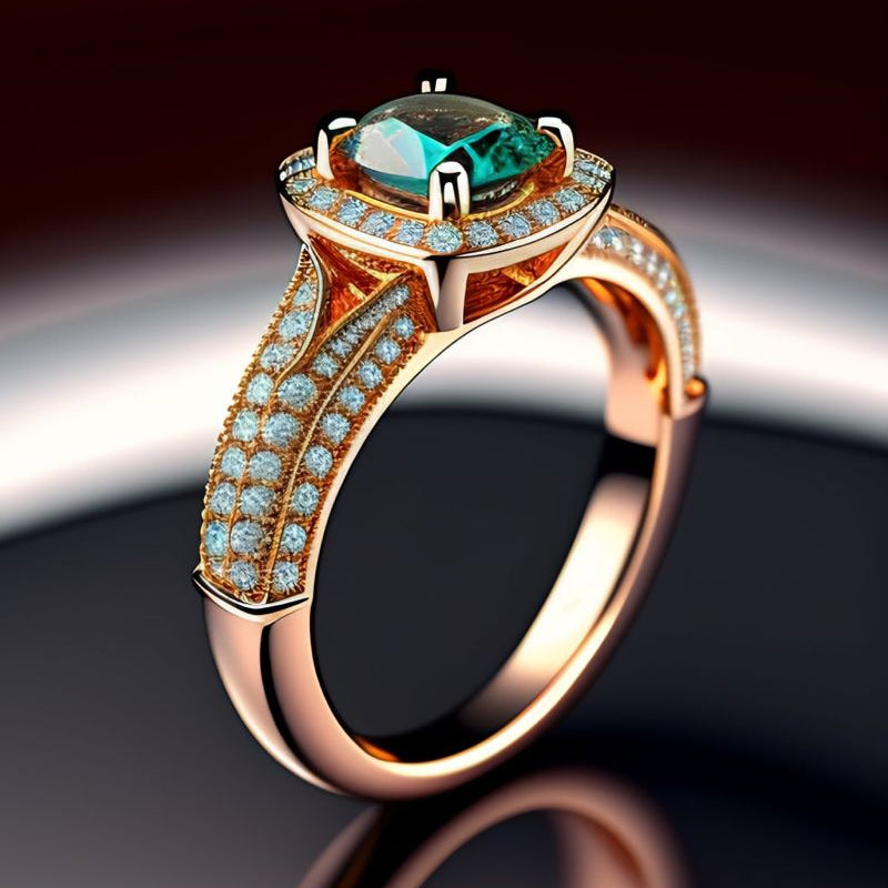 Exotic Turquoise Crystal Bright Ring