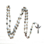 Olivenorma Gray Moonstone Jesus Cross Rosary Necklace